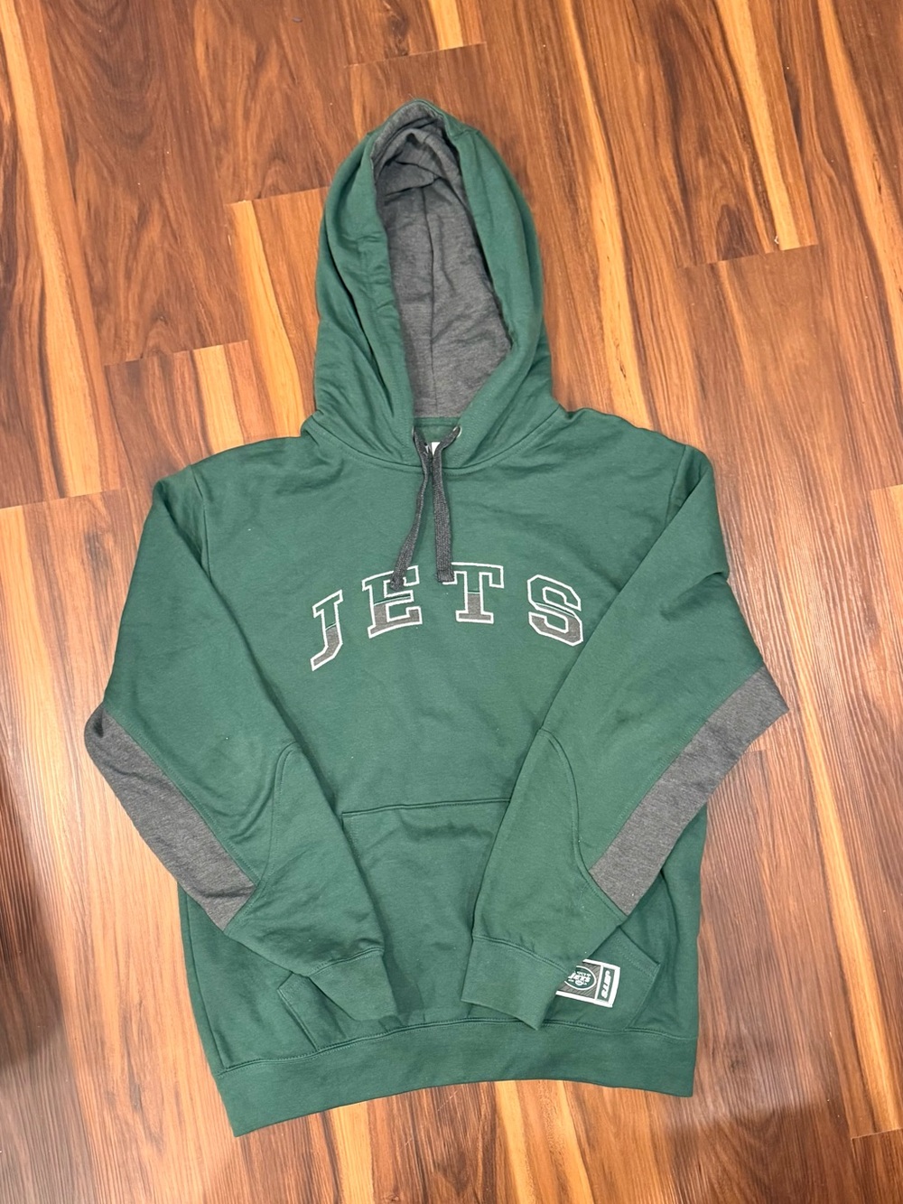 NFL New York Jets Green Gray Colorblock Hoodie Sweatshirt Size Large